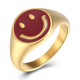 ANILLO SMILE GOLD RED